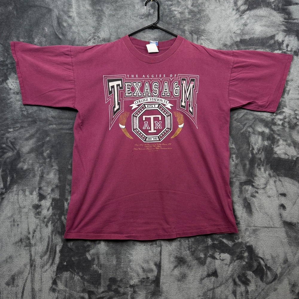 Midwest Embroidery Texas A&M T-Shirt Mens XL Maroon Vintage 90s Aggies USA Made